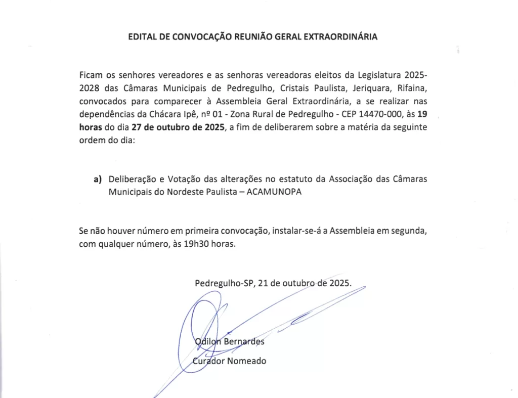 EDITAL DE CONVOCAÇÃO- Will insert post title.