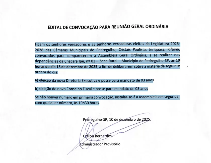 EDITAL DE CONVOCAÇÃO- Will insert post title.